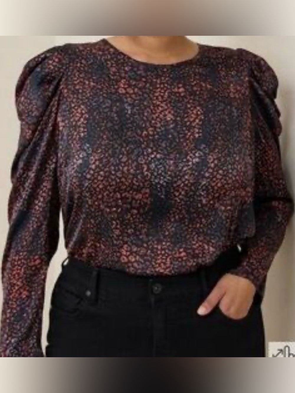 Torrid Satin Mock Neck Puff Sleeve Top Animal Print Size 2 2X NWT